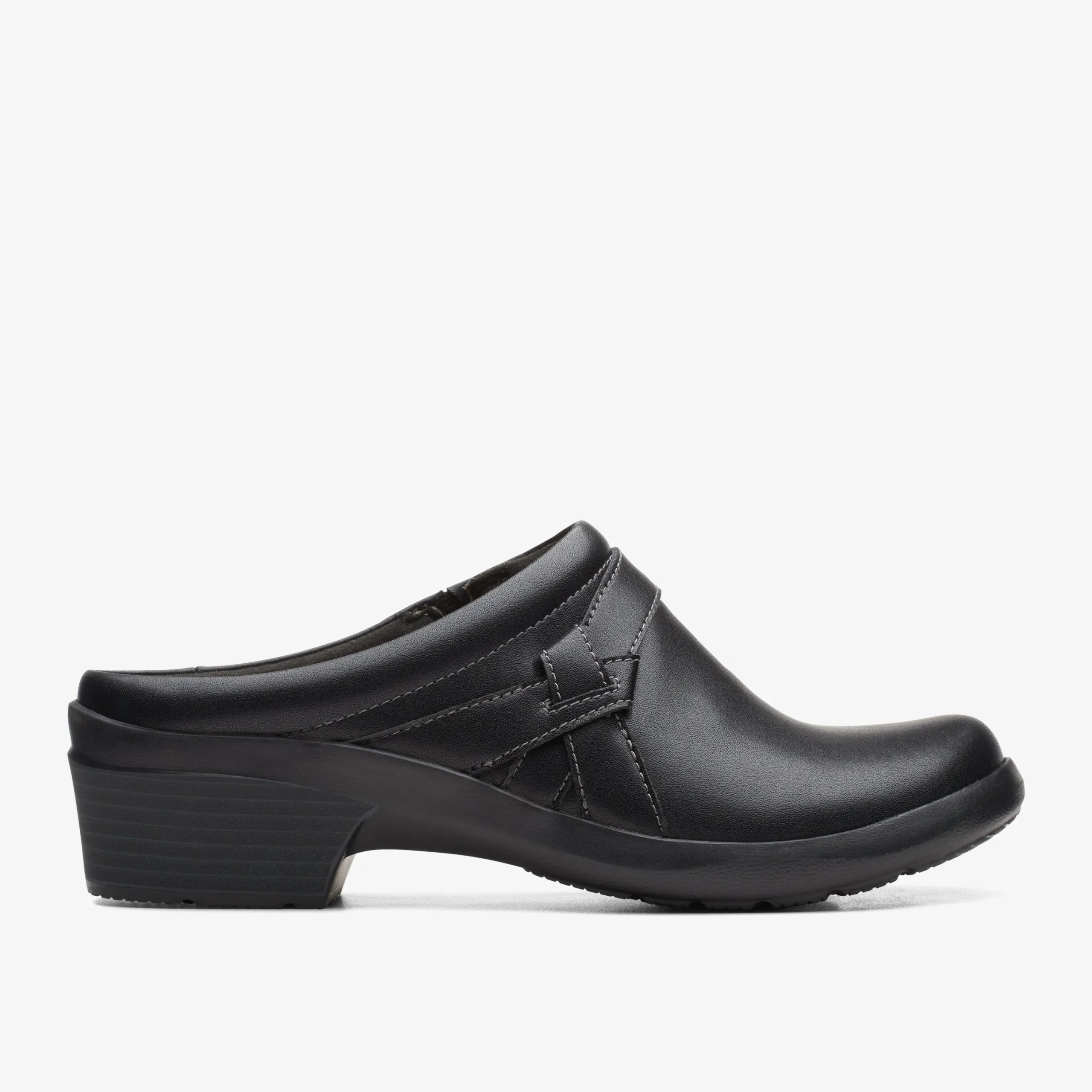 Hot Angie Mist Black Leather Women Clogs & Mules