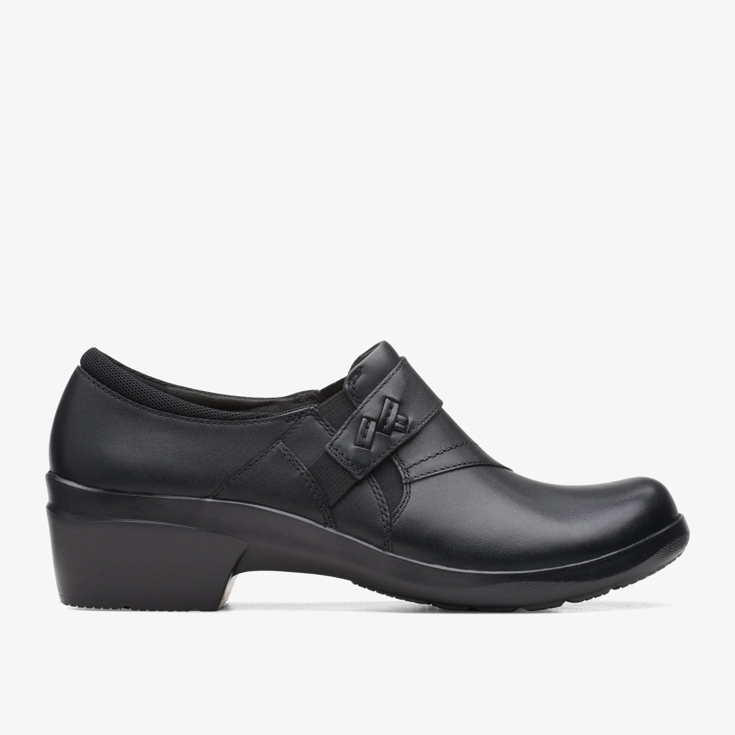 Hot Angie Pearl Black Leather Women Clogs & Mules