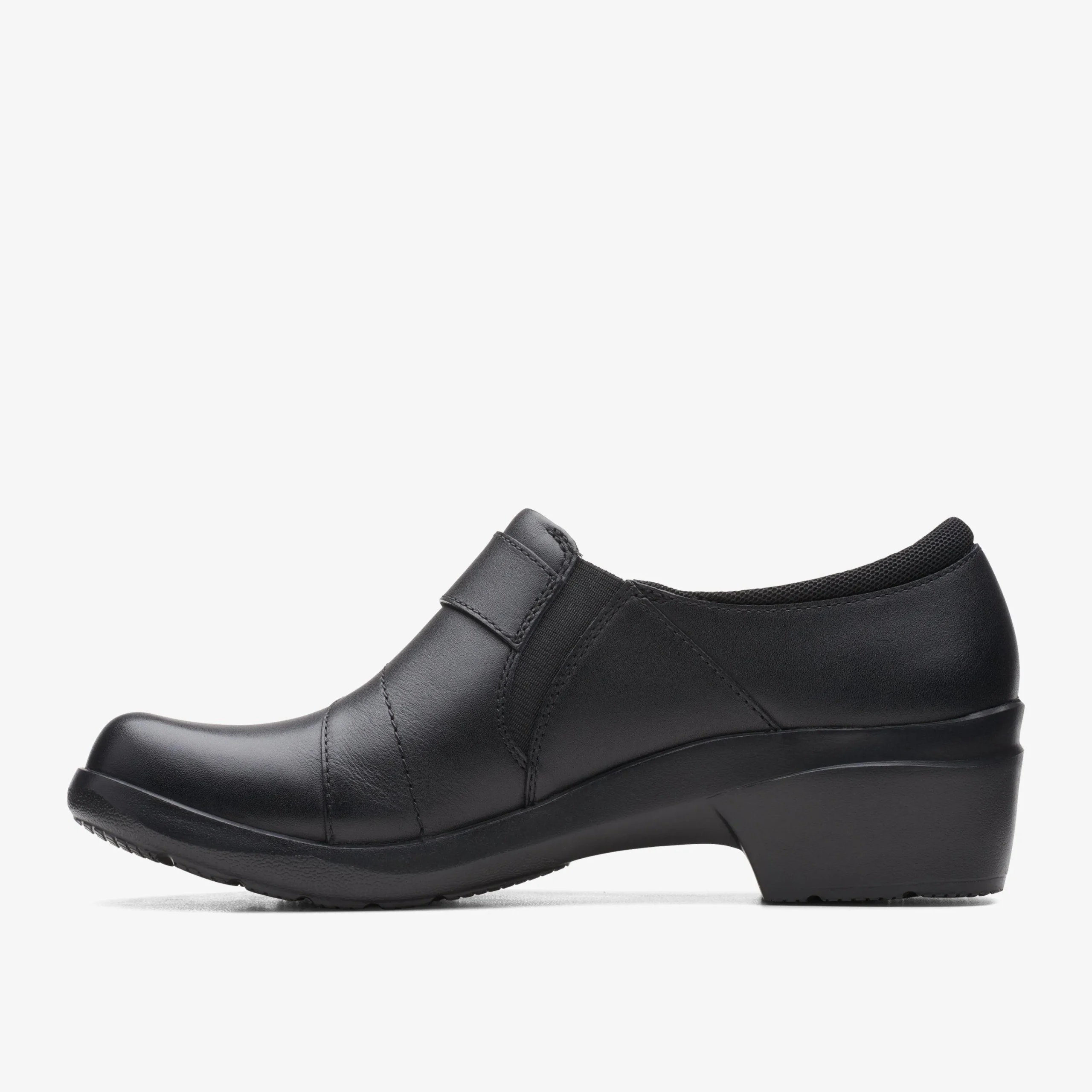 Hot Angie Pearl Black Leather Women Clogs & Mules