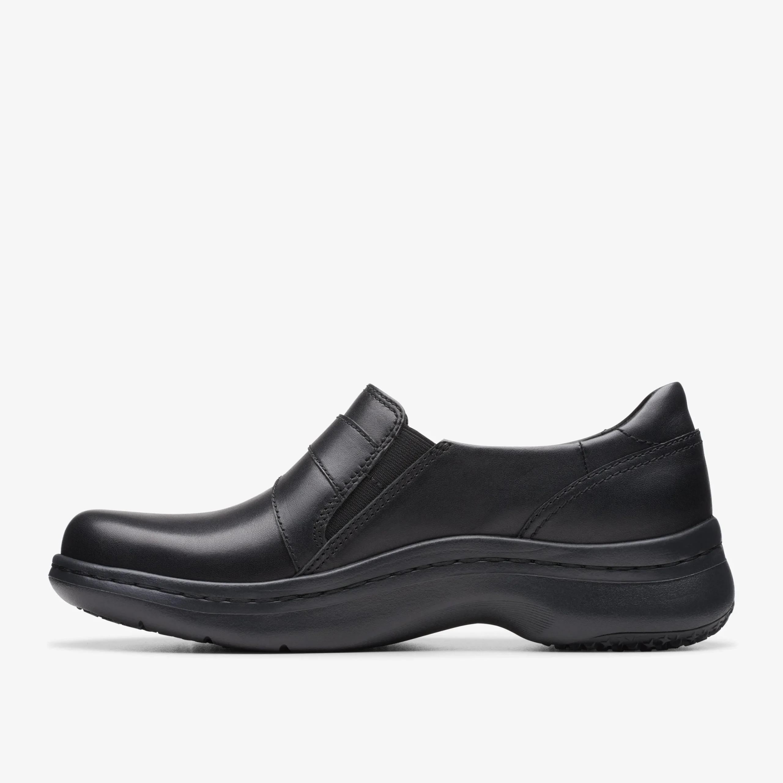 Online Pro Sky Black Leather Women Slip-Ons|Clogs & Mules