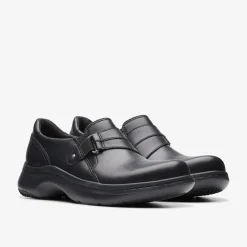 Online Pro Sky Black Leather Women Slip-Ons|Clogs & Mules