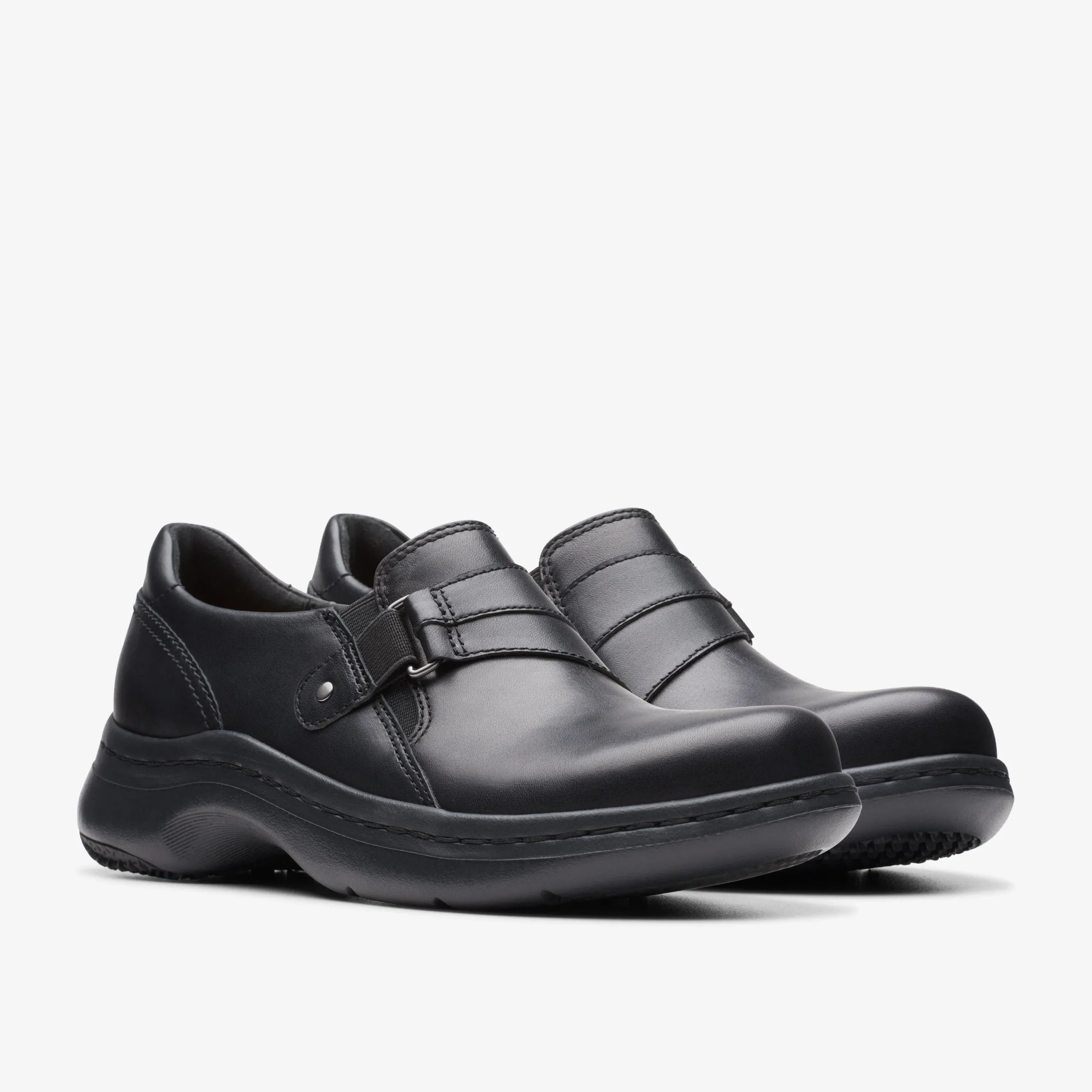 Online Pro Sky Black Leather Women Slip-Ons|Clogs & Mules