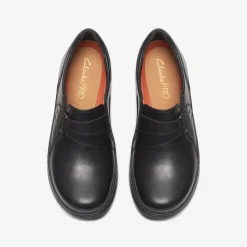 Online Pro Sky Black Leather Women Slip-Ons|Clogs & Mules