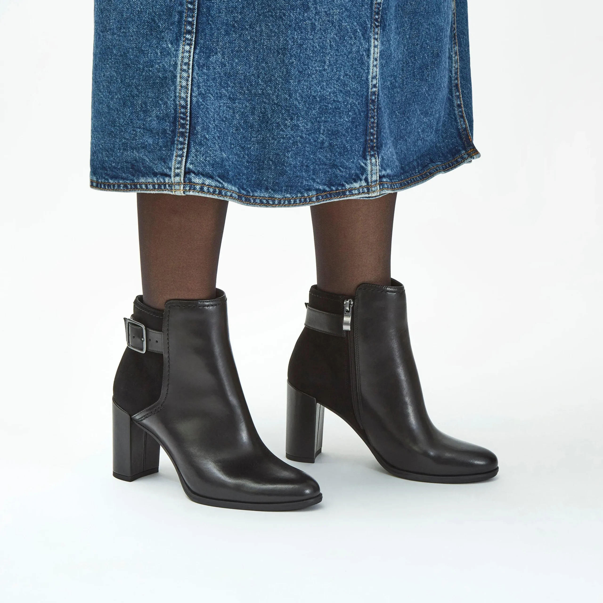 Sale Freva 85 Buckle Black Leather Women Boots & Booties|Dress Shoes