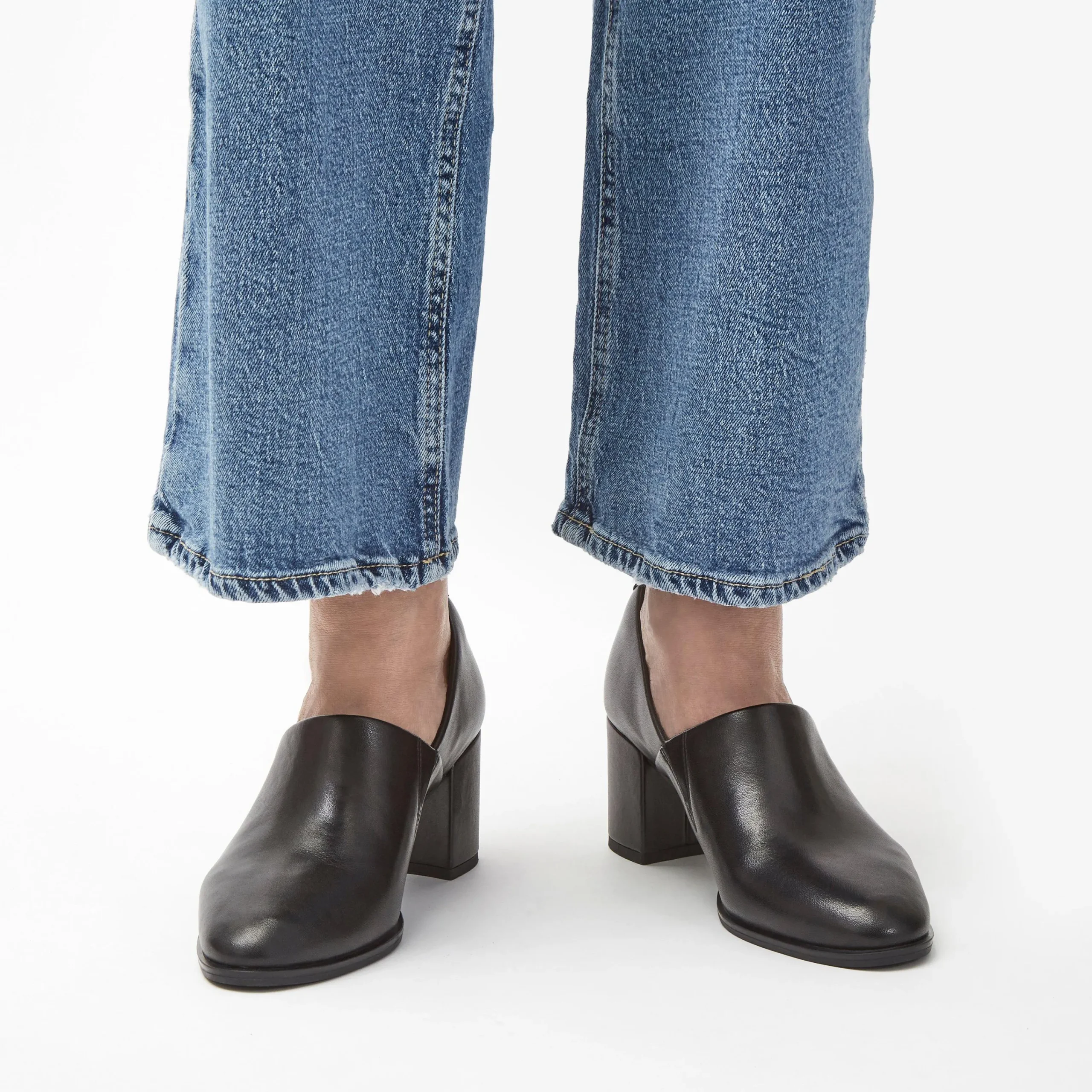 Freva 55 Lily Black Leather Women Dress Shoes|Heels & Pumps