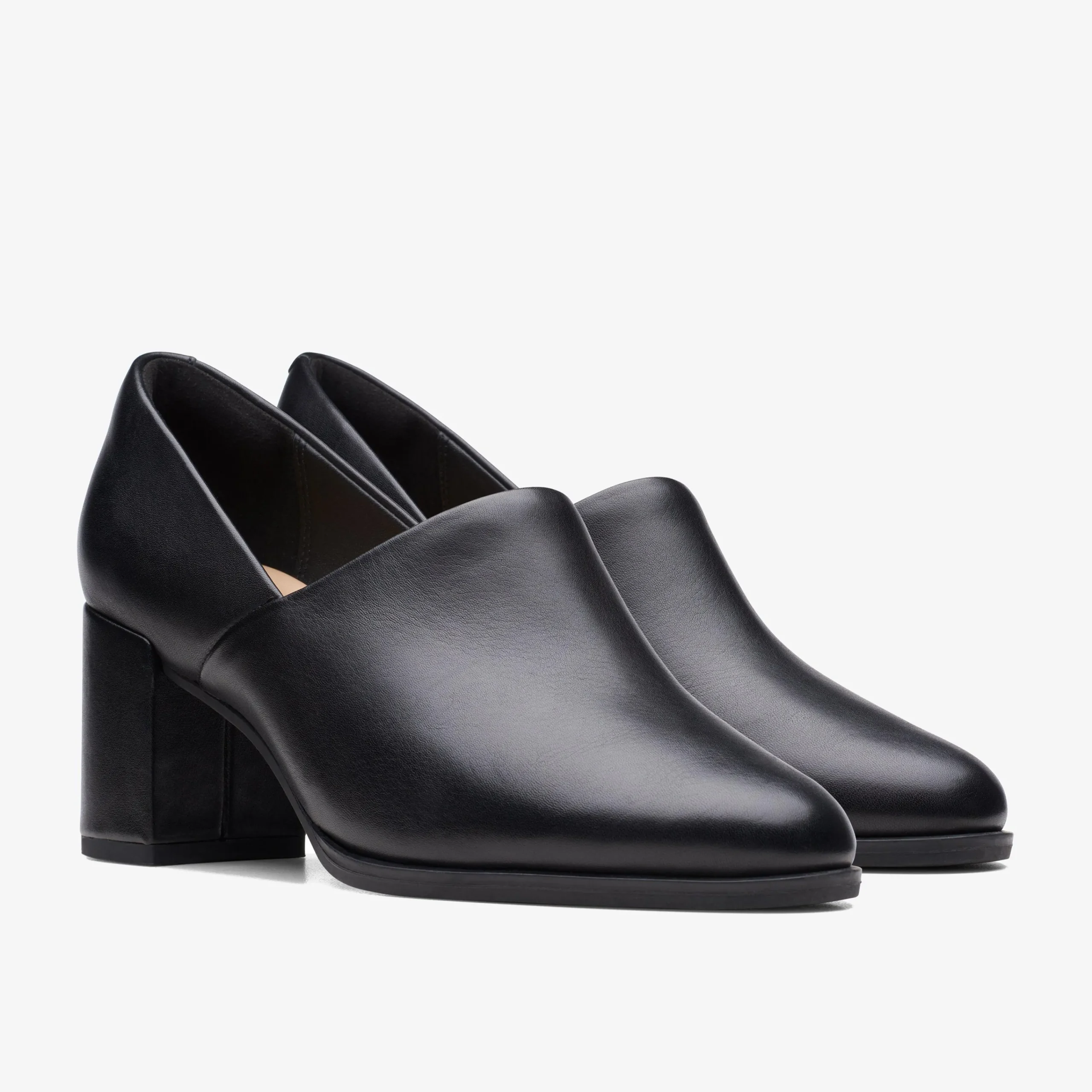 Freva 55 Lily Black Leather Women Dress Shoes|Heels & Pumps